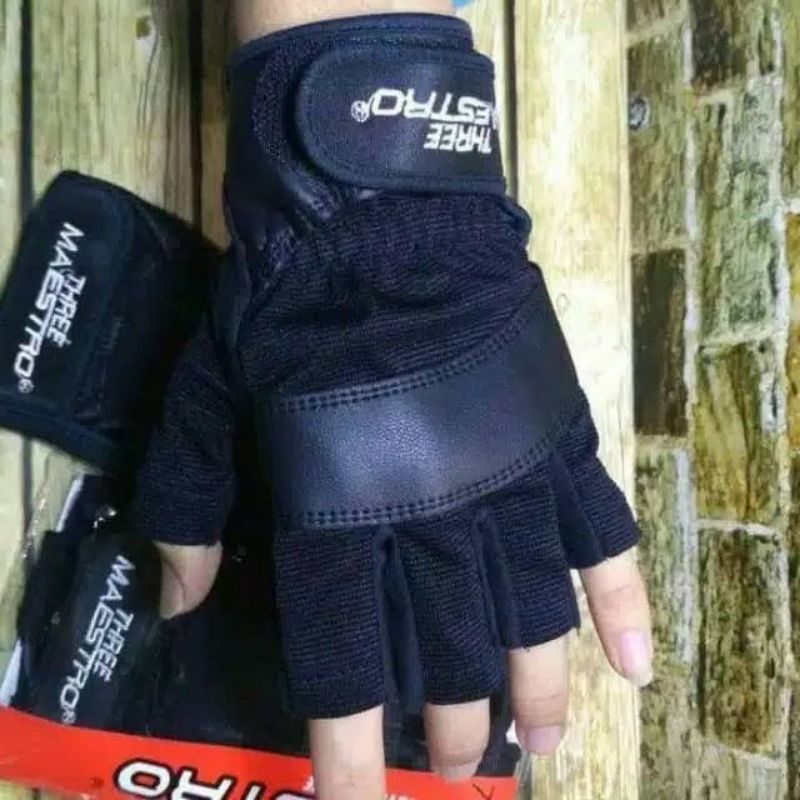 Sarung Tangan Motor Three Maestro Kombinasi Pendek Setengah Jari Unisex Pria Wanita