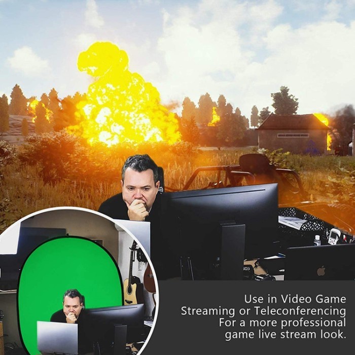Portable Backdrop 2in1 - Green Screen Kursi Gaming - Live Streaming