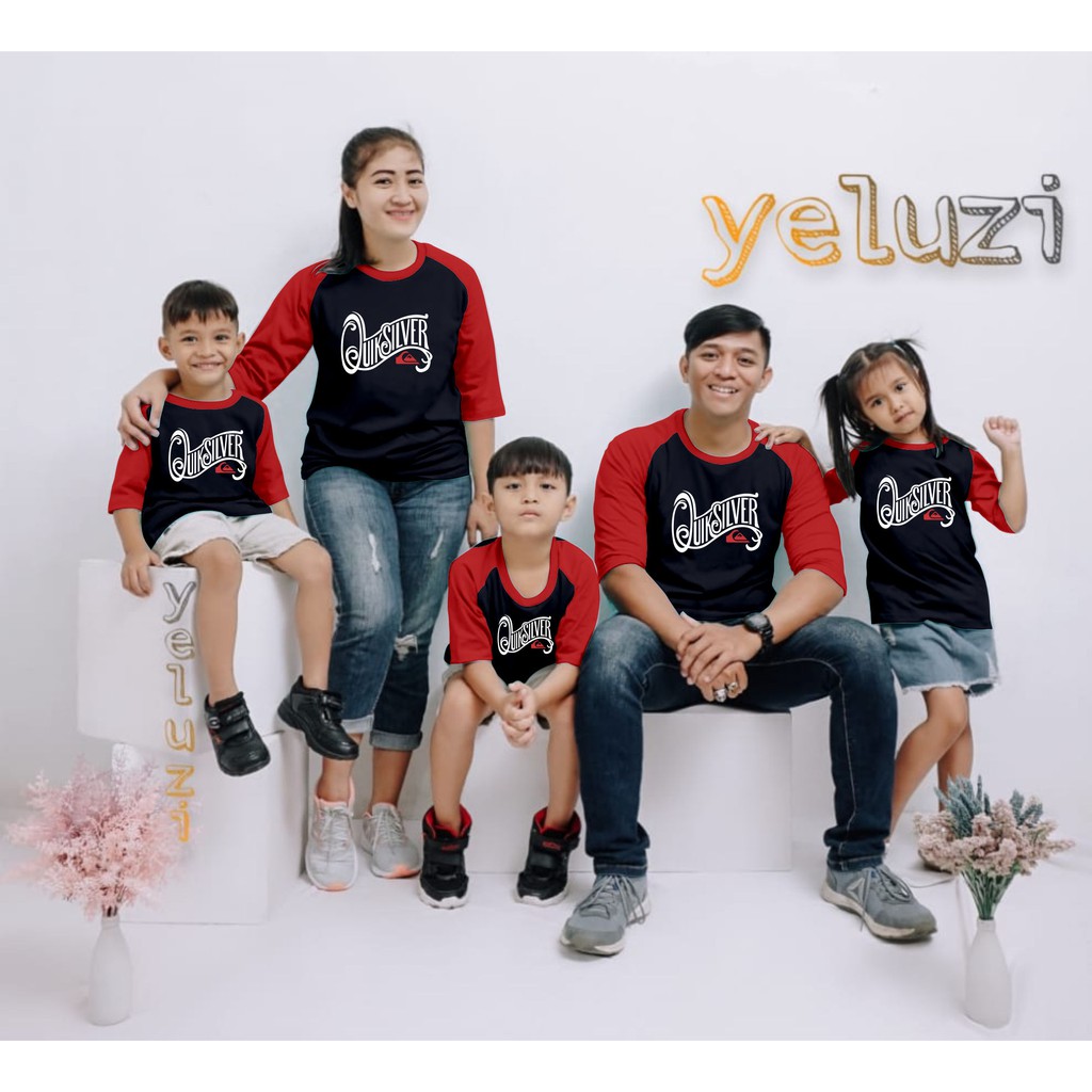 Kaos Baju pakaian Atasan Couple sarimbit keluarga Quiksilver Navi merah yeluzi