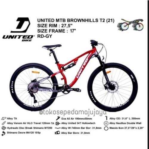 Dijual Sepeda MTB 27.5 United Brownhills T2 10 Speed Berkualitas