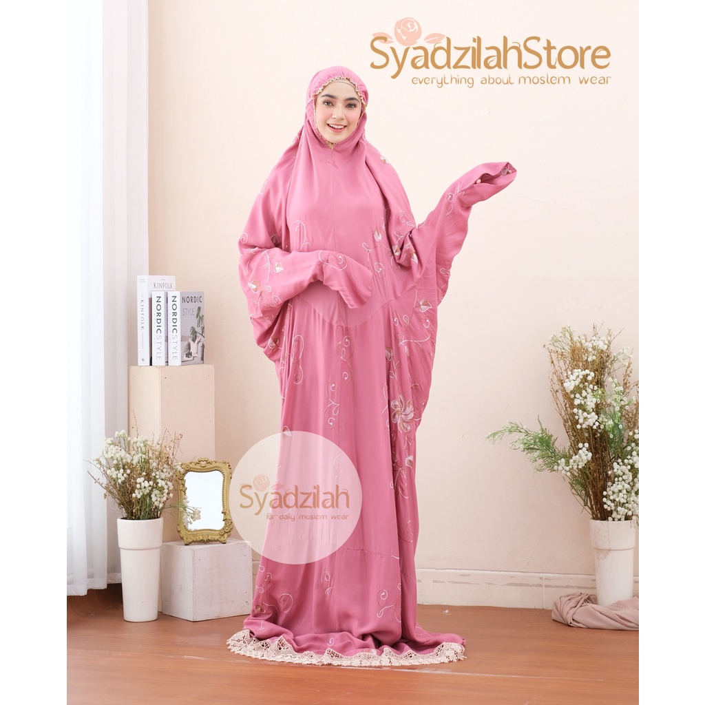 SYADZILAH - Mukena Terusan Dewasa Bordir Maryam Katun Rayon