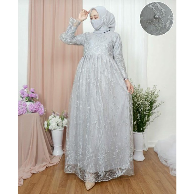 Ready Gamis Yumna Tulle / Gamis Pesta / Gamis Modern / Gamis Terbaru by galery sabeena