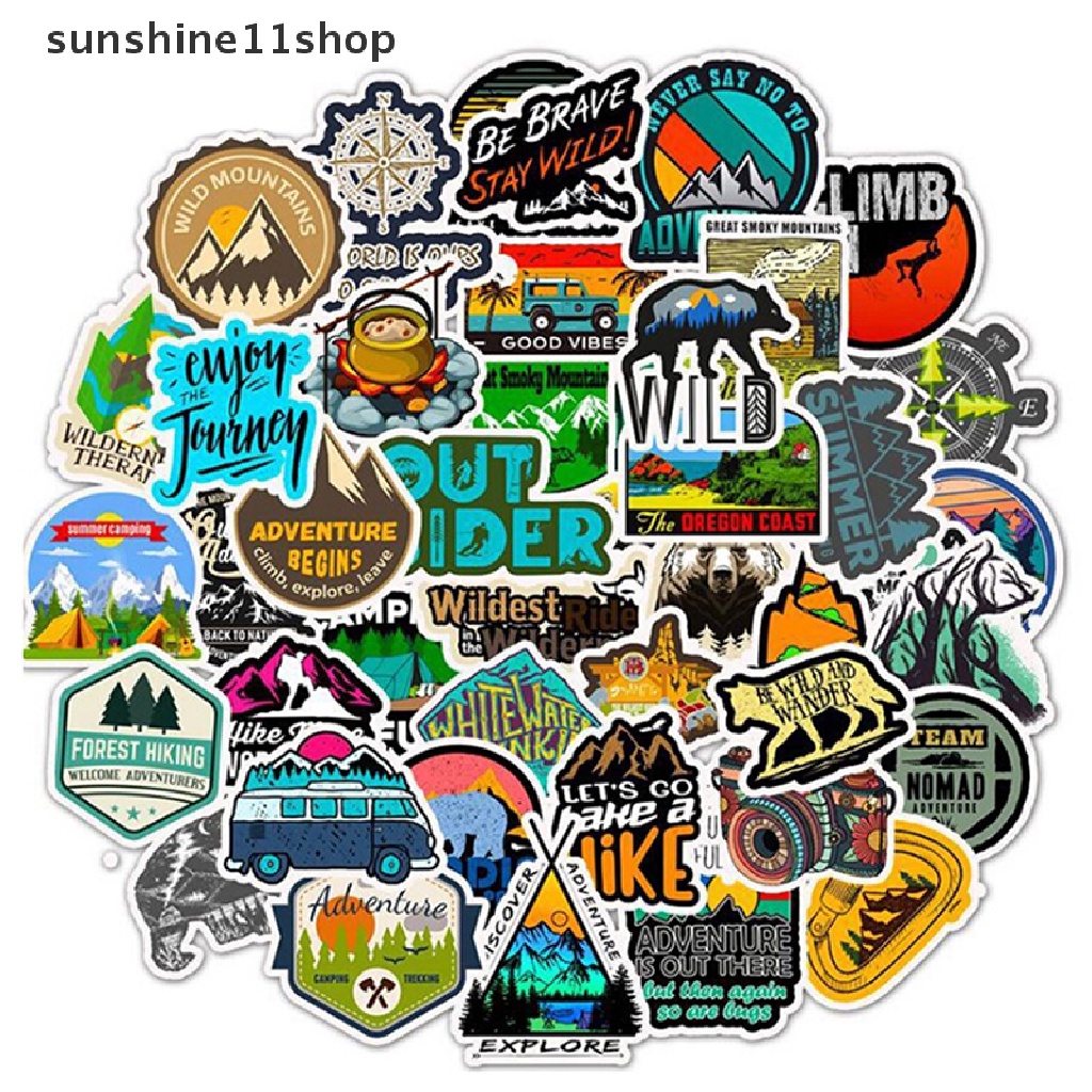 (SHO) 50pcs Stiker Motif Pemandangan Untuk Dekorasi Koper / Laptop / Gitar