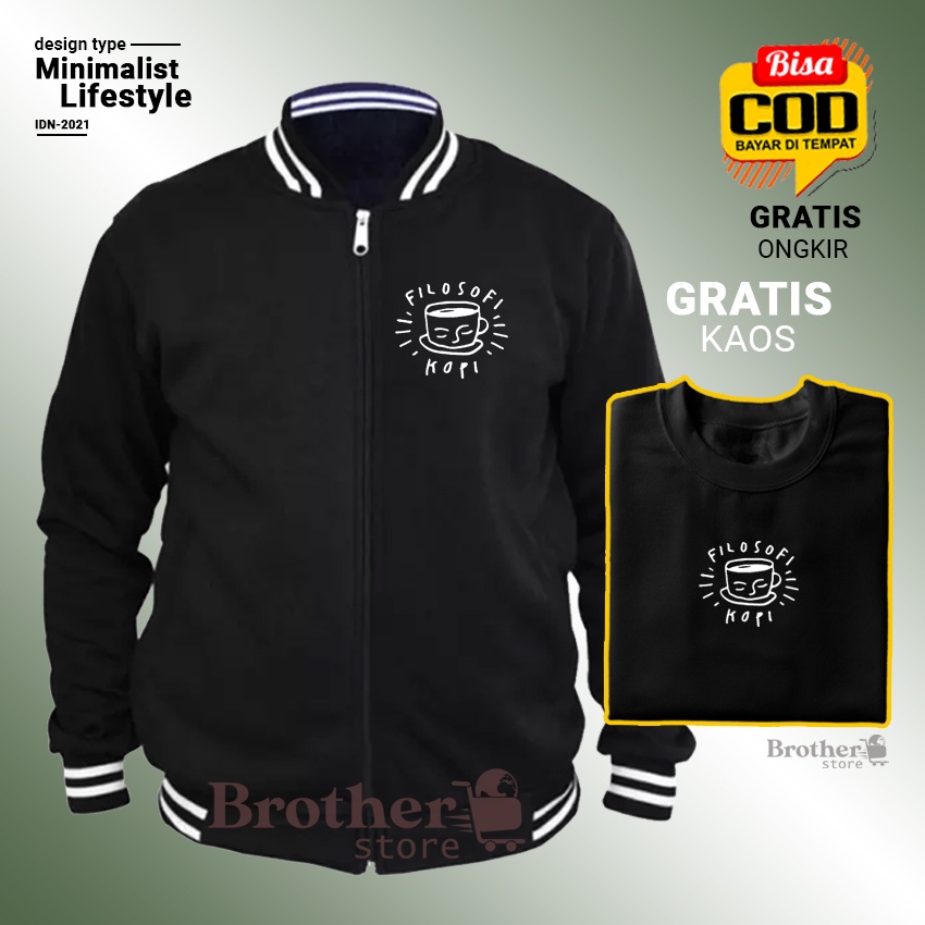 GRATIS KAOS !! (COD) - Brother Store Design Minimalist Lifestyle - Varsity Jaket - Filosofi Kopi