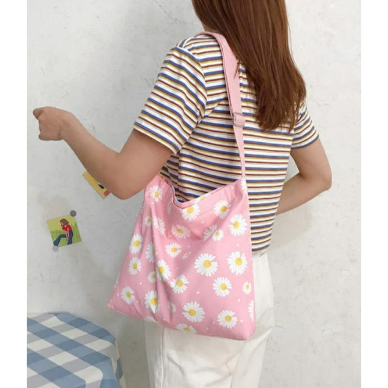 Dem_sare / DS1091 - SUNNY TAS SELEMPANG KANVAS WANITA sling bag kanvas motif.bunga tas slempang.