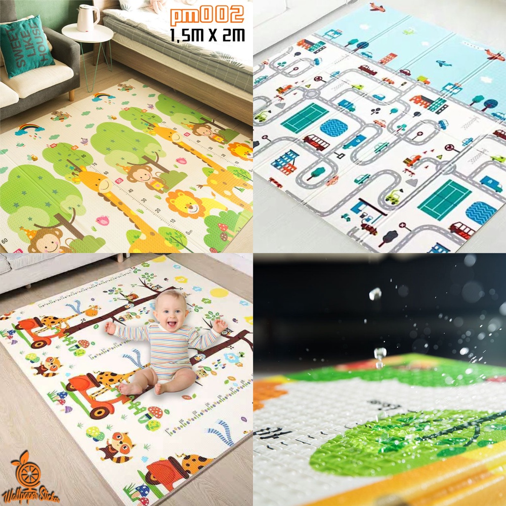 Playmat alas lesehan bayi karpet tidur bayi anti air tebal 8mm Karpet bayi tikar camping