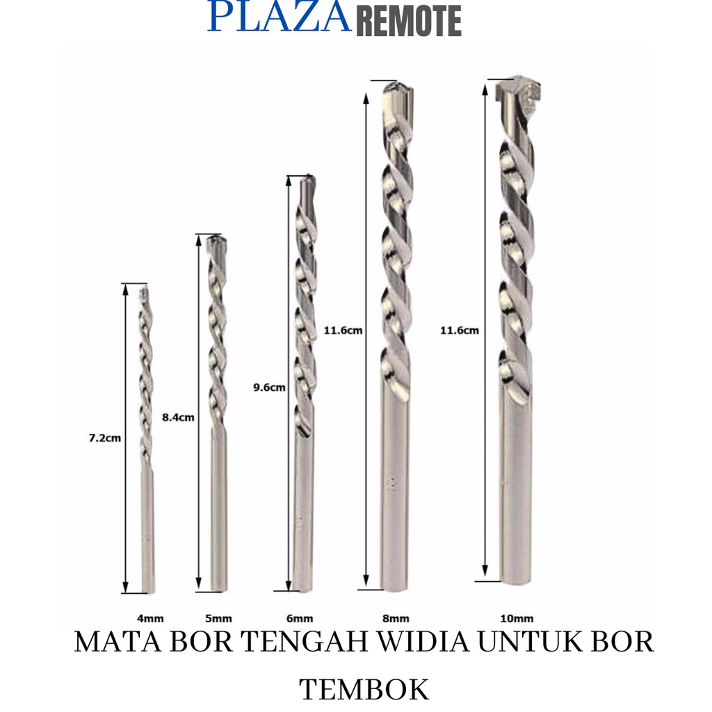 MATA BOR TENGAH TCT ALAT BANTU MELUBANGI TEMBOK BETON SDS PLUS UKURAN 8 MM MATA BOR PENGGANTI