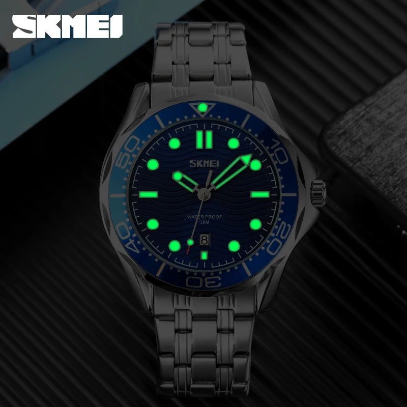 SKMEI 9276 Jam Tangan Pria Analog Tali Stainless Steel Luminous Display Business Watch WATCHKITE WKOS