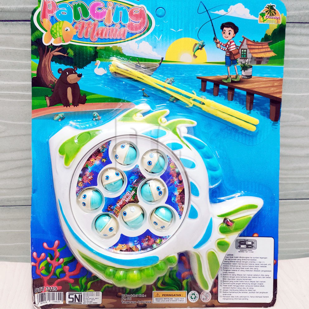 Pancing Mania Putar Mainan Mancing Ikan Joran Kolam Berputar Electrical Fishing Game