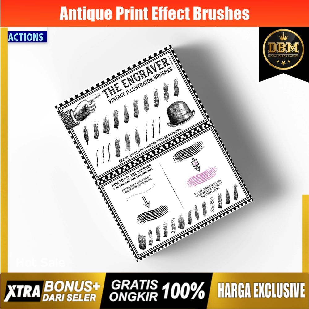 Antique Print Effect Brushes - Adobe Illustrator