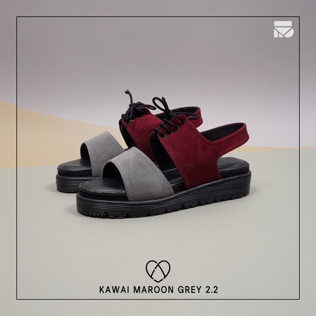 Kawai Maroon | Sandal Slide Platform Simpel Wanita Cewek Women Sandals Footwear | FORIND x Favshoes