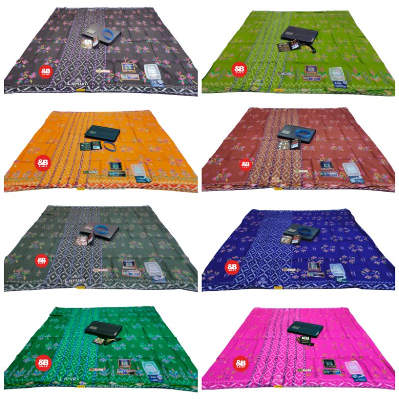 sarung lamiri MST original full sutra kembang hijau muda/hijau lumut/oren orange/ungu/coklat cokelat