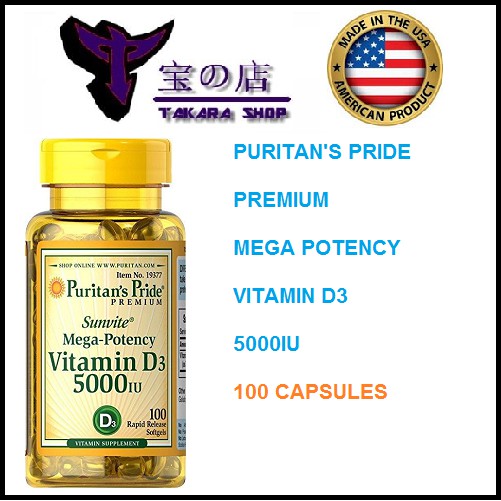 Puritan's Pride Vitamin D3 5000IU - 100 Softgels