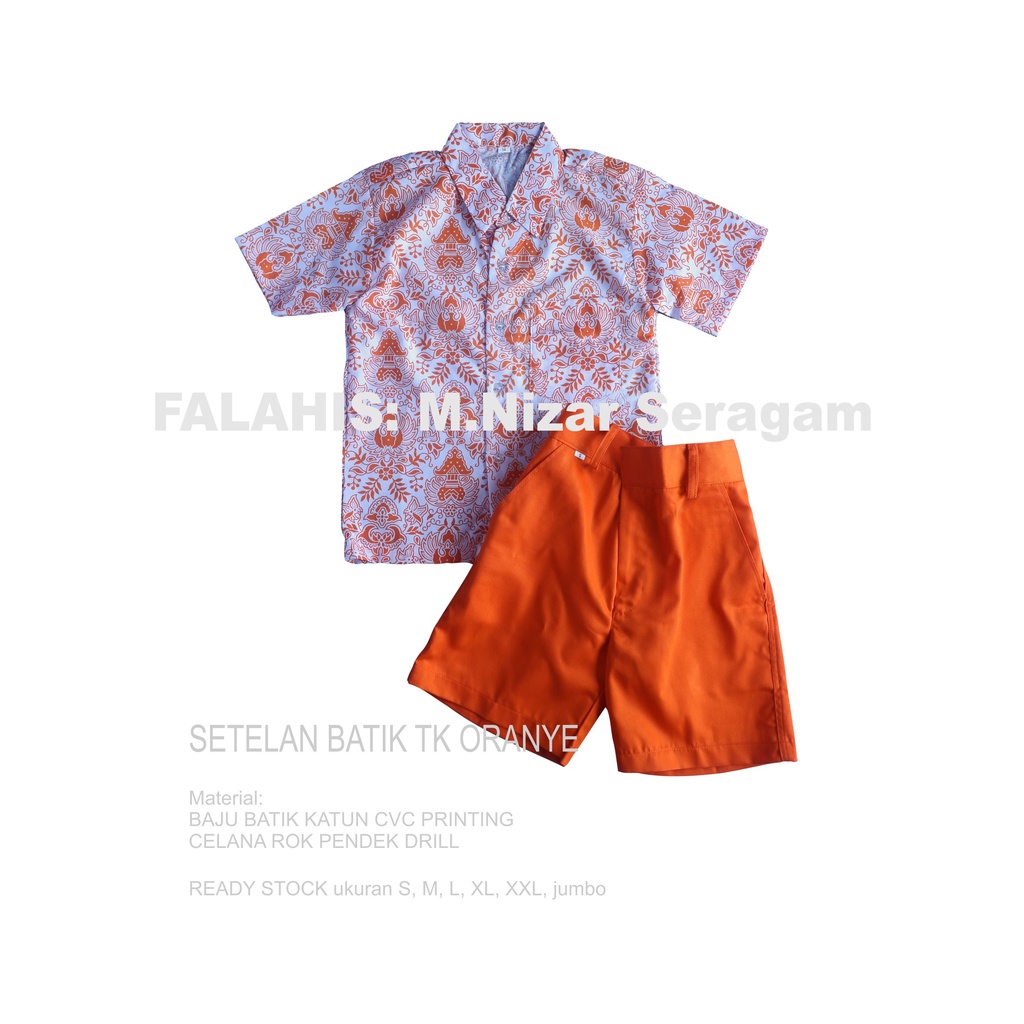 Setelan Seragam Batik TK Oranye