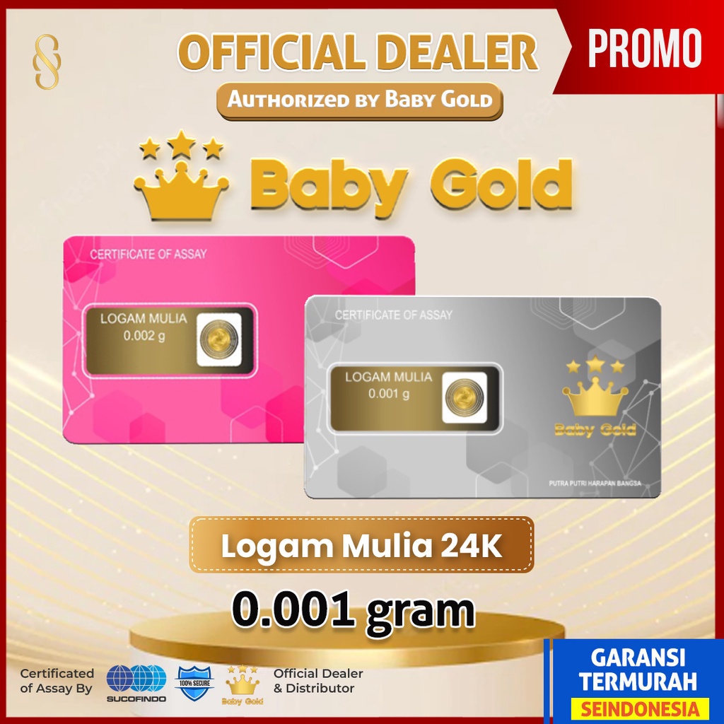 Jual (GARANSI TERMURAH) Baby Gold Emas Logam Mulia 24 Karat 0.001 Gram