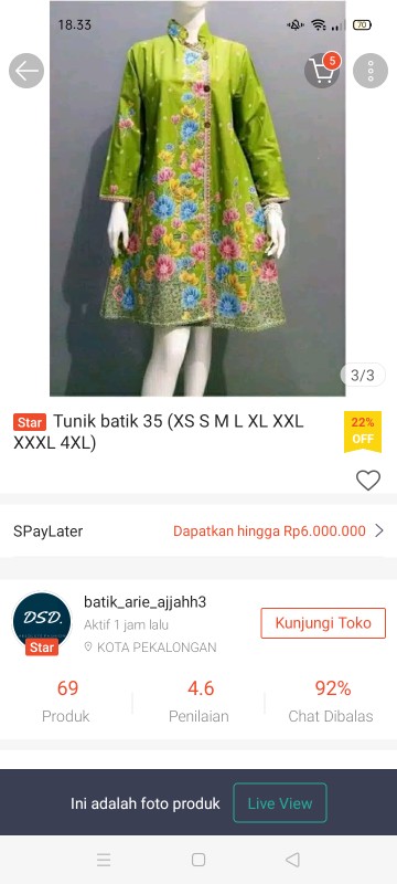 Tunik Batik 35 (xs S M L Xl Xxl Xxxl 4xl)