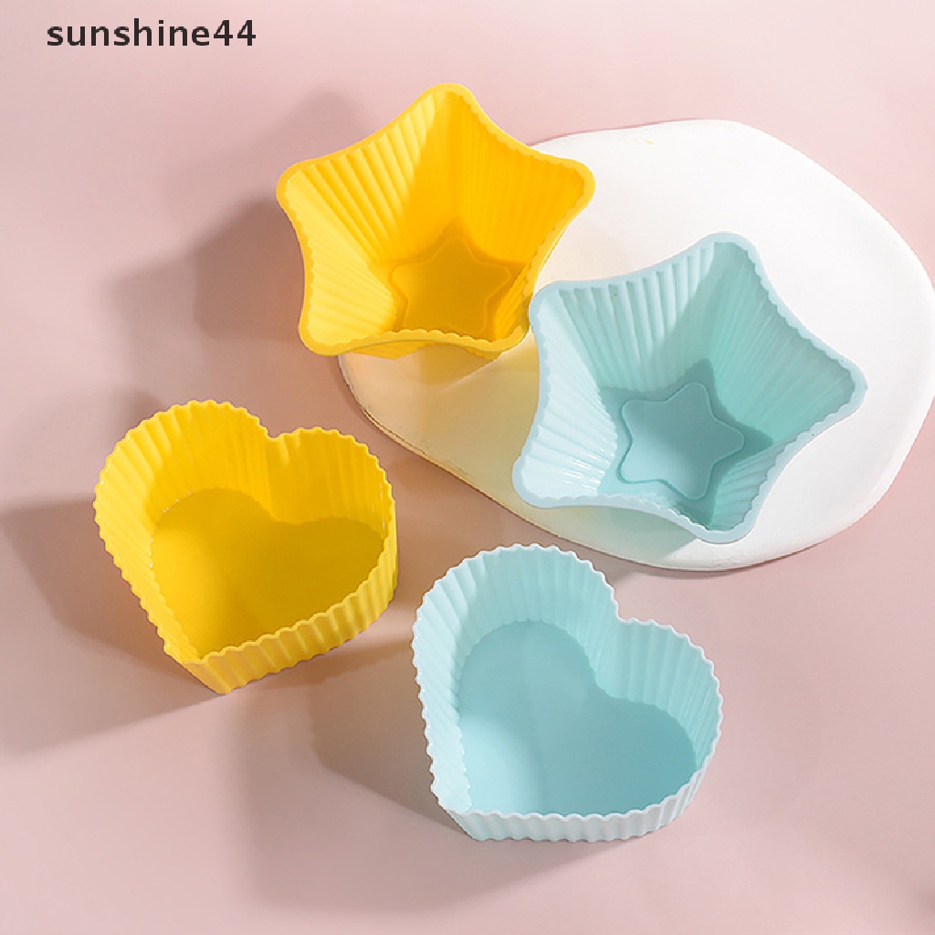 Sunshine 1Pc Cetakan Kue Muffin Bahan Silikon Tahan Panas Dapat Dipakai Ulang