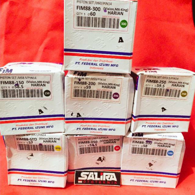 Piston Seher Kit FIM Federal Izumi Pin 14 Diameter 57 57.5 58 58.5 59 59.5 60 FIM88 Vixion MX King