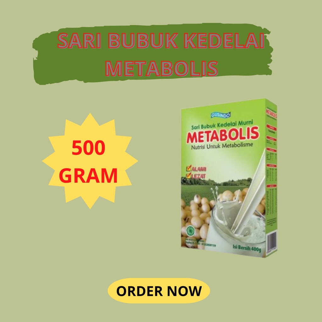 

SARI BUBUK KEDELAI METABOLIS MURNI SOY MILK |MINUMAN SARI BUBUK KEDELAI MURNI 400GR PLUS 100GR