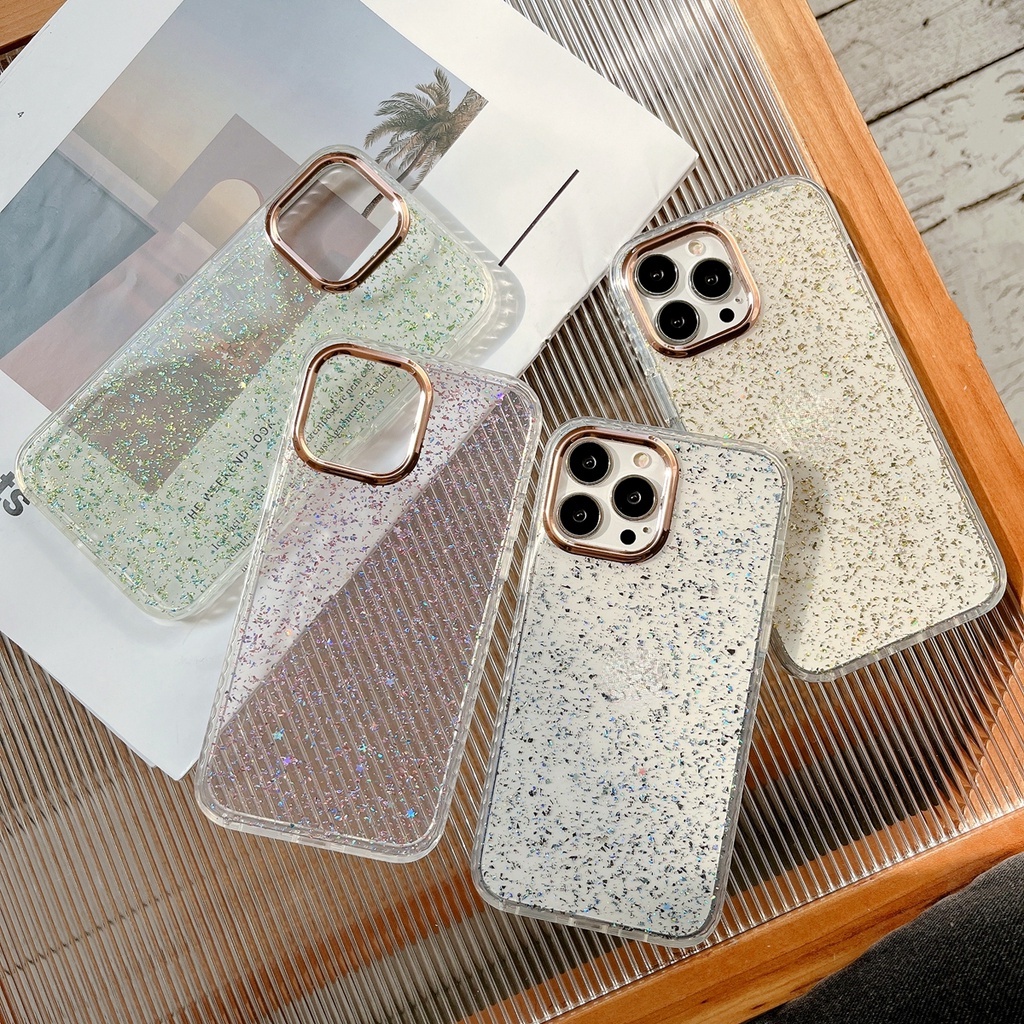 Casing Iphone 11 12 13 Pro MAX X XR XS Shockproof Aksen Glitter Emas