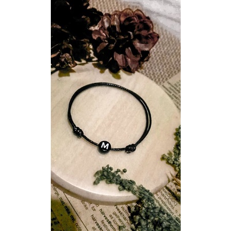 GELANG TALI INISIAL HURUF BULAT GELANG INISIAL UNISEX CEWEK COWOK