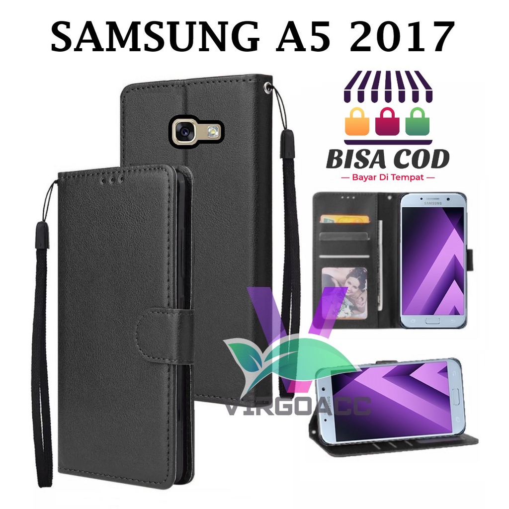 LEATHER FLIP CASE UNTUK SAMSUNG A5 (2017) - FLIP COVER DOMPET CASING-WALLET LEATHER CASE FLIP SARUNG