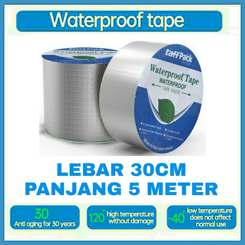 Lakban Aluminium Foil Tape Penambal Atap - Lem Tambal Talang, Seng, Asbes, Genteng - 30CM X 5 METER.