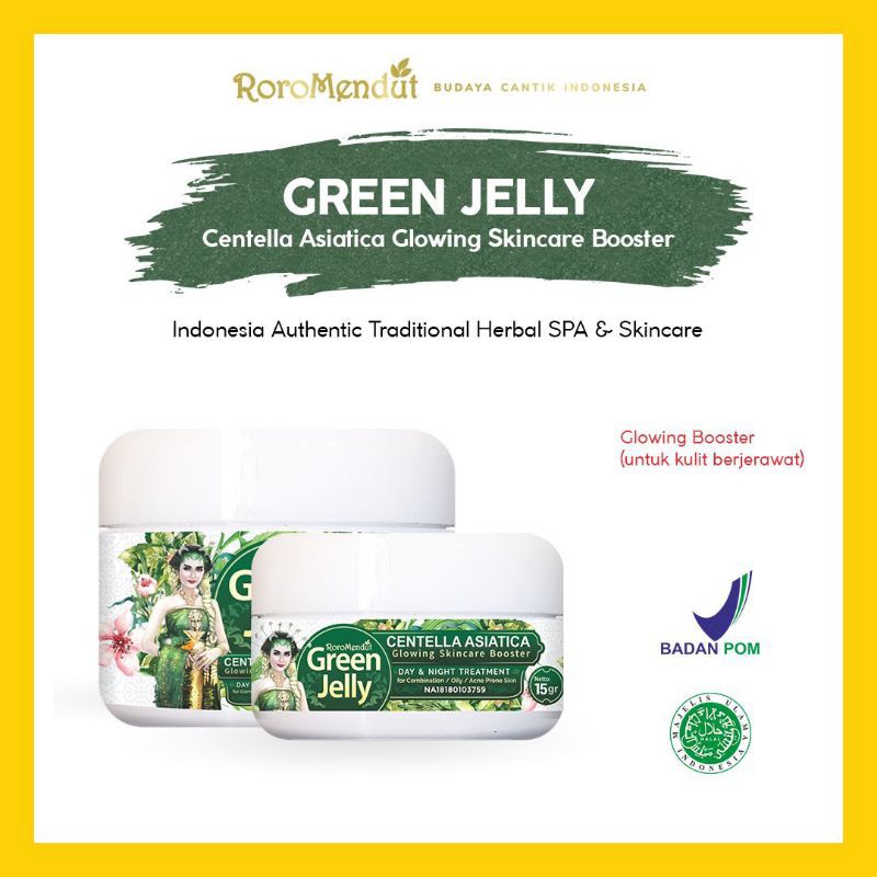 Pabrikroromendut GREEN JELLY CENTELLA ASIATICA GLOWING SKINCARE BOOSTER RORO MENDUT Kulit Berjerawat