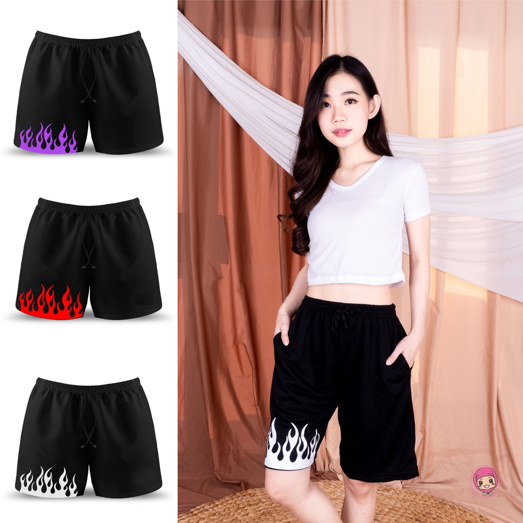 VS - Celana Pendek Fire / Hot Pants Black White Fire