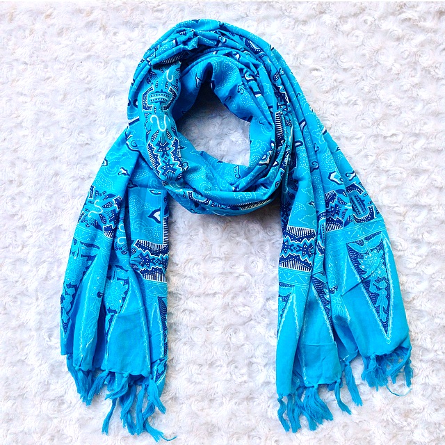 Omah Etnik Scarf Batik / Syal Batik / Shawl Batik Mega Mendung - Biru