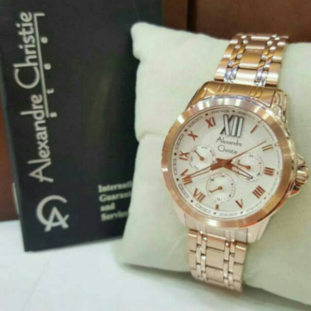 JAM TANGAN CEWEK/WANITA  ALEXANDRE CHRISTIE FASHION AC 2494 SILVER ROSE  ELEGANT...