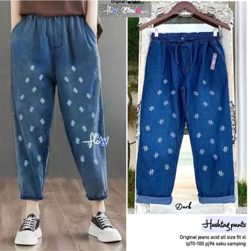 Hashtag Baggy Pants celana kekinian Fit XL by Flow Elmira