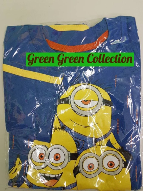 Baju tidur/piyama/piama kaos anak minions Red / Blue