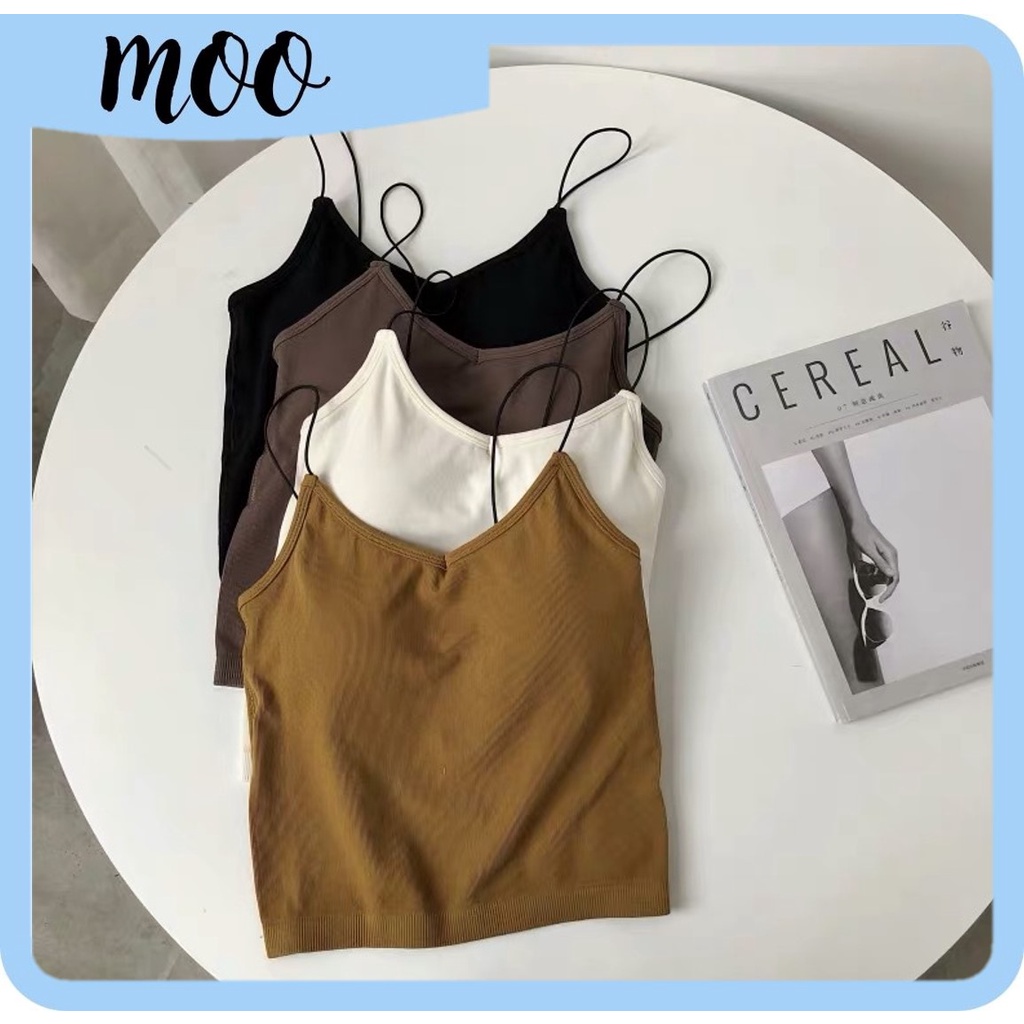 MOO B633 Tank Top Bra Wanita Tali Spageti Kerah V Pakaian Dalam Cewek Korean Style Atasan Wanita COD