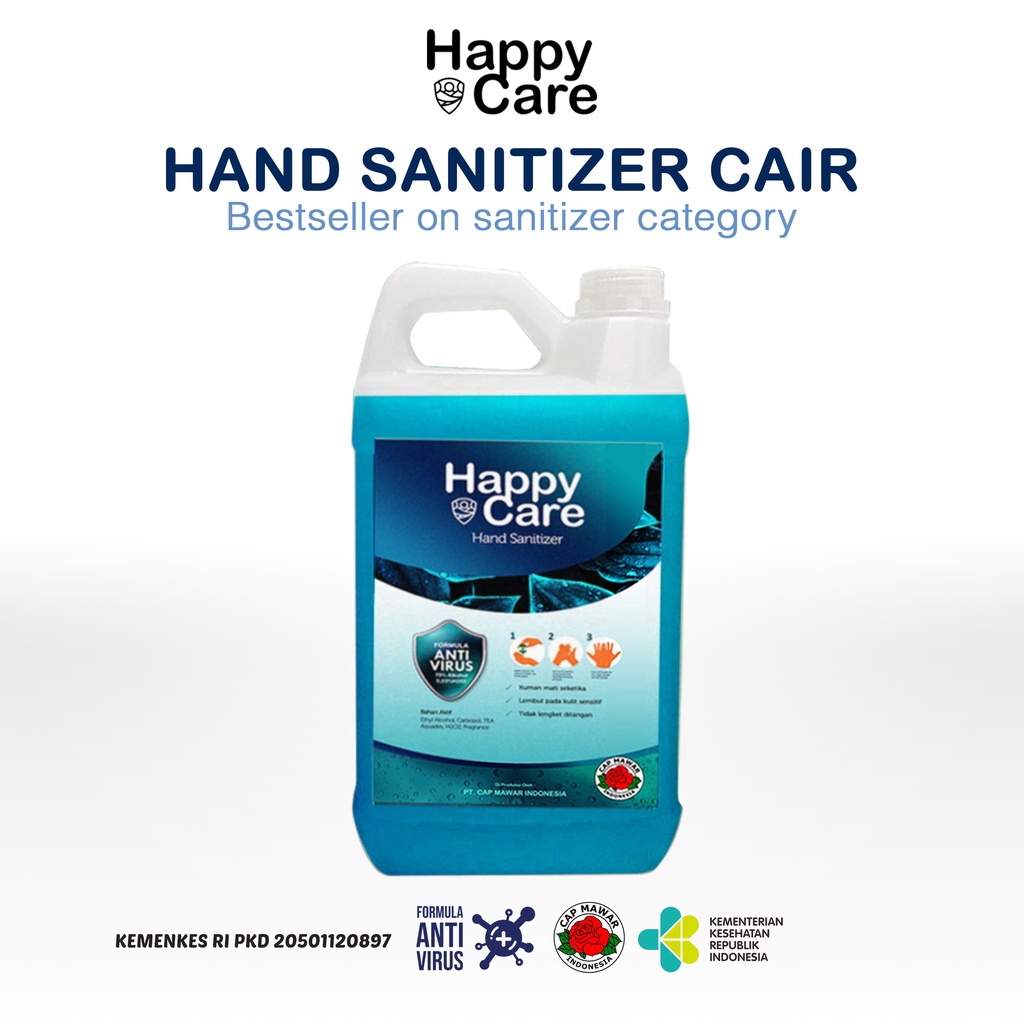 Hand Sanitizer Happy Care Liquid Cair (Jeruk) Refill 5L IZIN KEMENKES