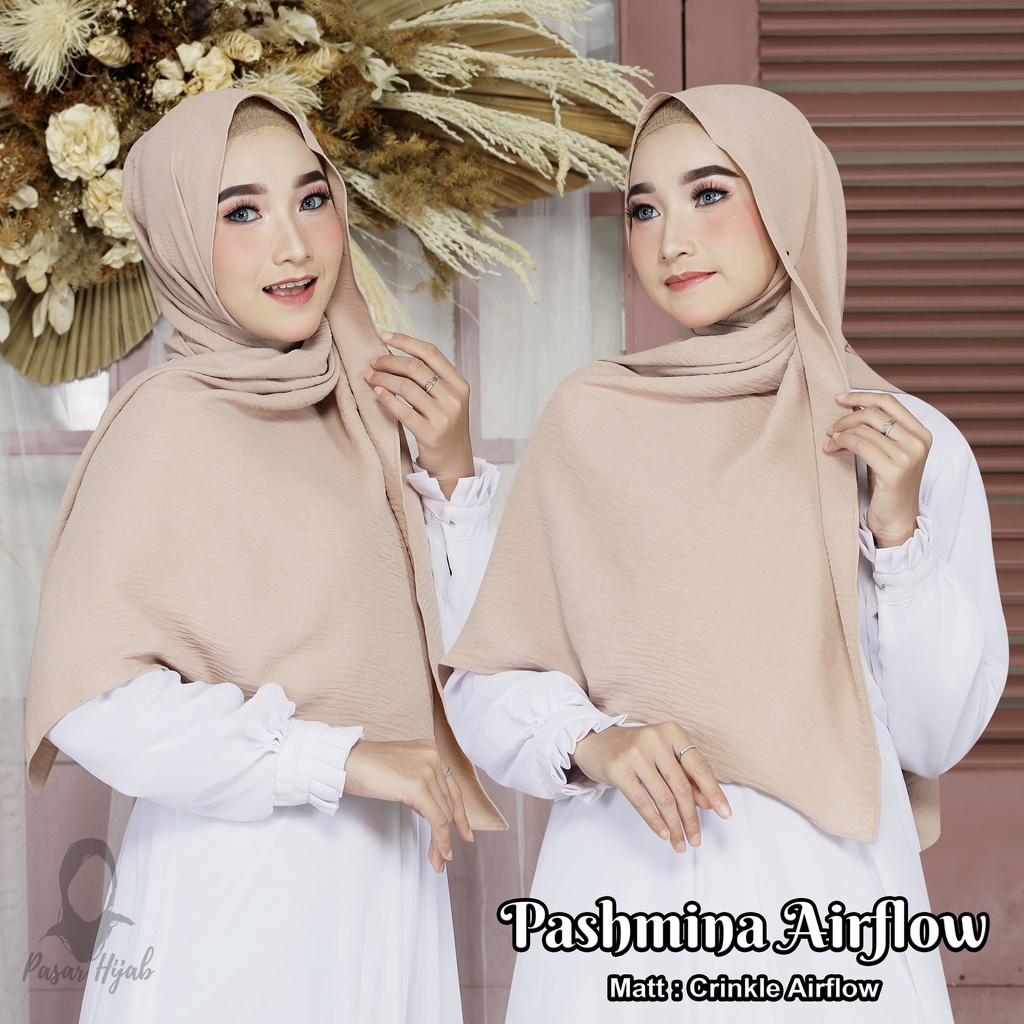 Pashmina Crinkle Airflow Premium Hijab Pashmina Anti Kusut Jilbab Pashmina Airflow Terbaru Pasar_hijab