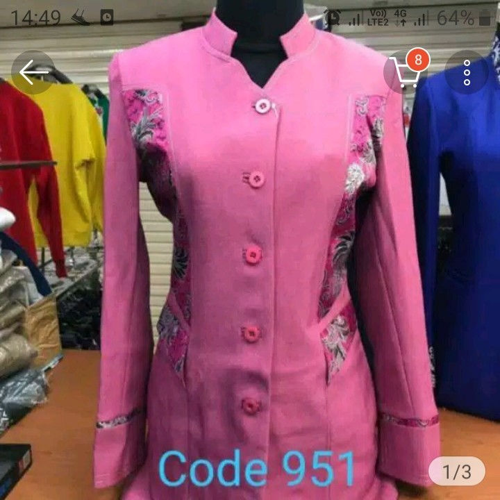 Diskon Setelan Baju Kerja Blazer Kantor Cewek Pink Girly Cantik Batik Shanghai Panjang Bank Klinik