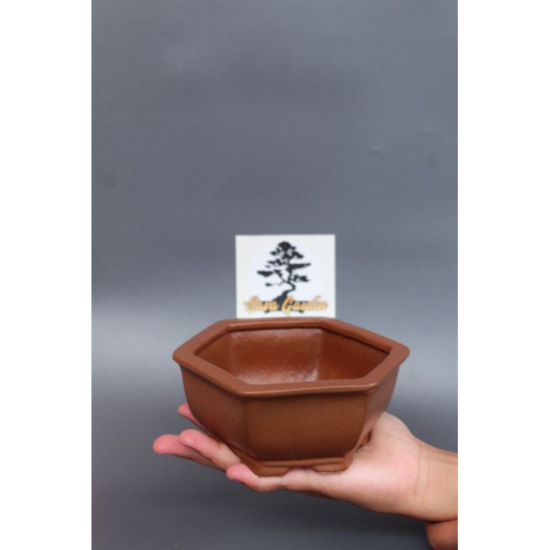 Pot keramik bonsai bintang/ pot keramik segi 6