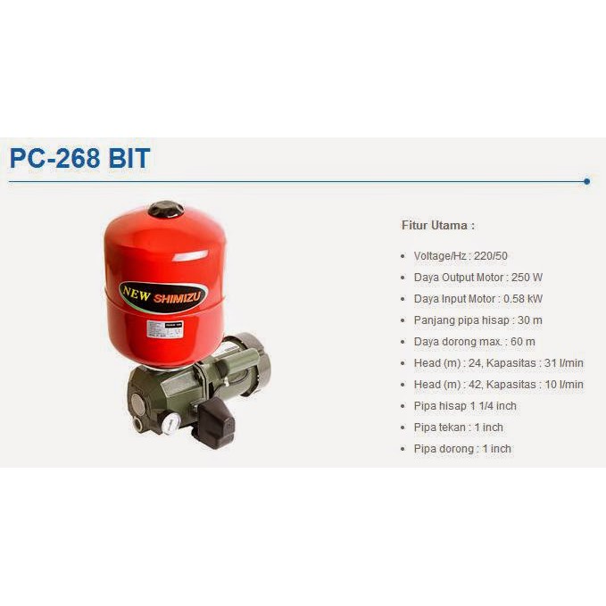 Pompa Air Jet Pump + Tabung Shimizu PC 268 BIT