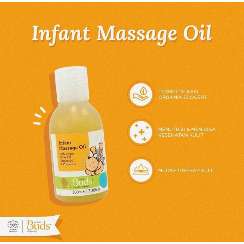 Buds Organics Infant Massage Oil 100 ml - Minyak Pijat &amp; Gosok Bayi