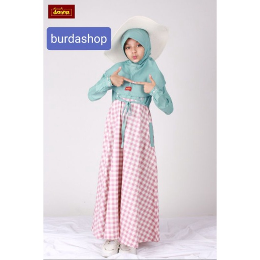 BAJU MUSLIM ANAK DANNIS PEREMPUAN SIZE 8, 10, 11 ( BAJU LEBARAN )