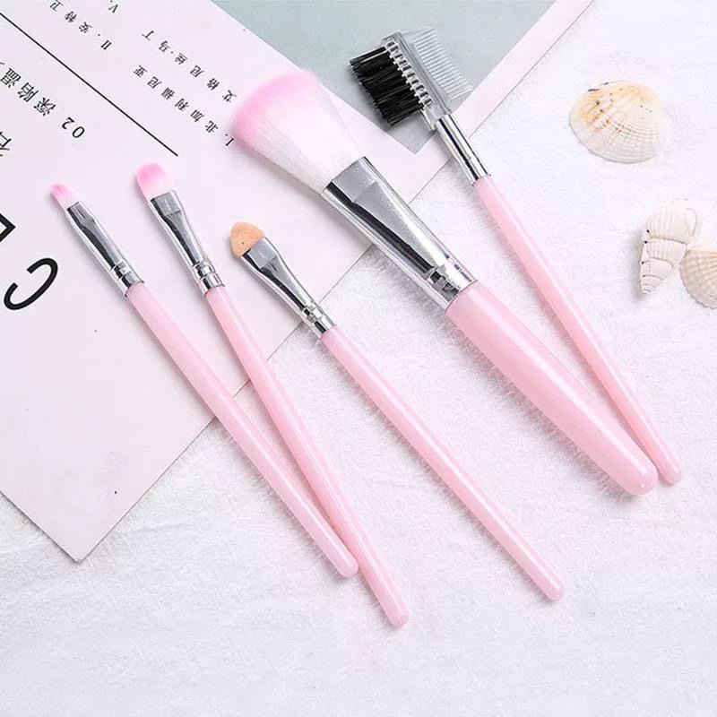 KUAS MAKE UP SET 5PCS / KUAS MAKE UP BRUSH MAKEUP EYEBROW BRUSH BLUSH ON BRUSH EYESHADOW BRUSH SPONGE JRW0080