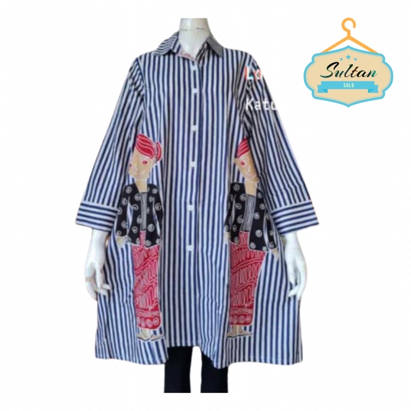 Tunik Nagita Stripe Tedjo Fashion Modern Motif Karakter Bu Tejo Longblouse Busui Jumbo