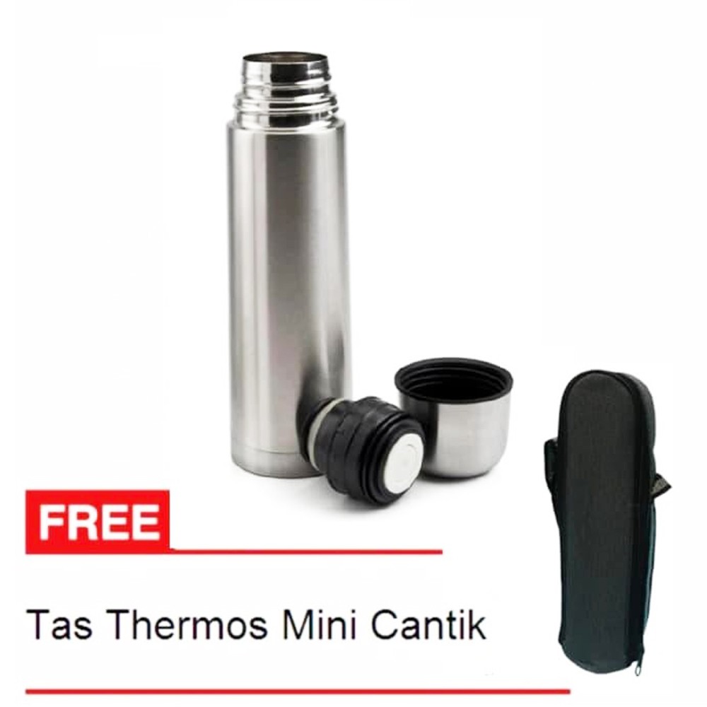 Botol Minum Thermos Vacuum flask 1000ml Stainless Steel plus Bonus Tas