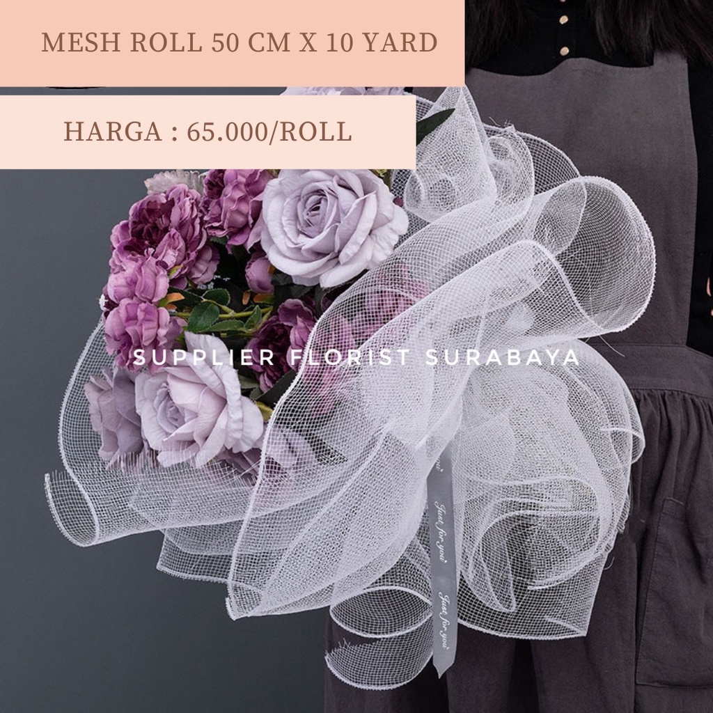 POLYNET SPIDERNET MESH ROLL WRAPPING PAPER KOREA / WRAP BUNGA JARING/Flower Wrapping Paper Polynet Korea