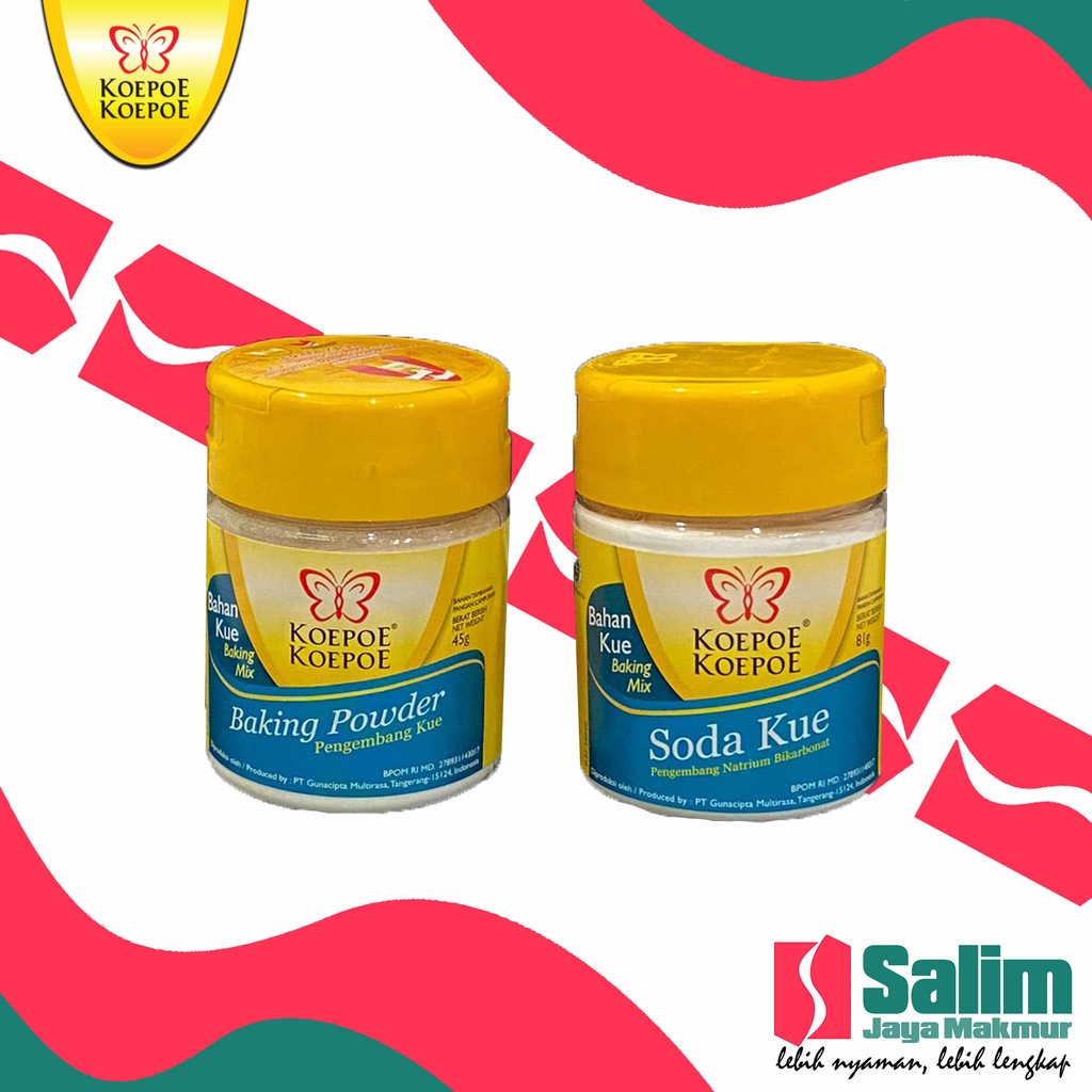 

Koepoe Koepoe Soda Kue 81gr & Baking Powder 45gr - Bahan Pengembang Kue