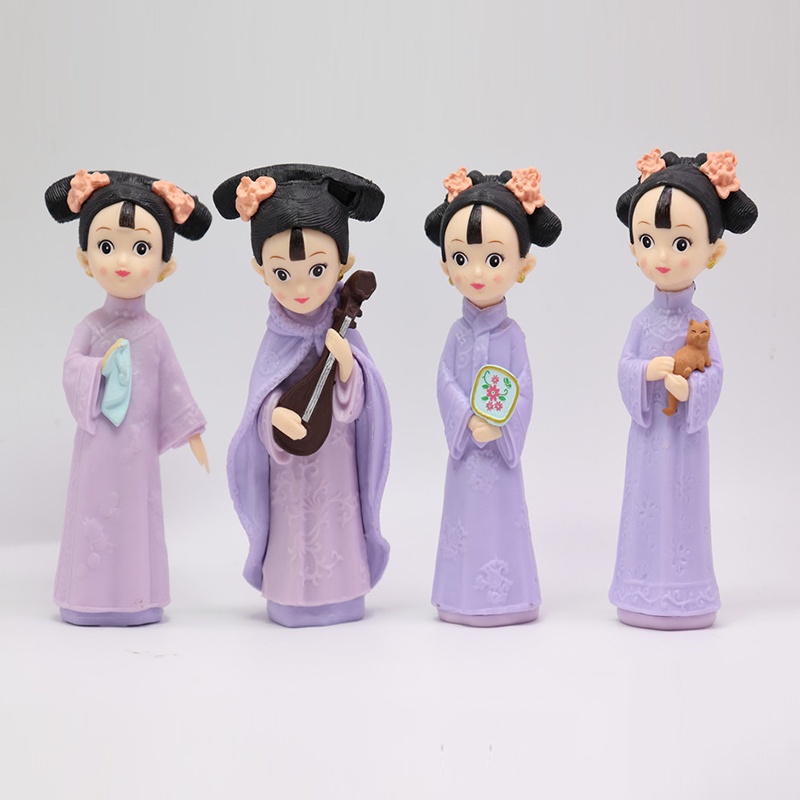 4pcs / set Miniatur Mobil Princess Kerajaan China Retro Untuk Dekorasi Topper Kue Ulang Tahun