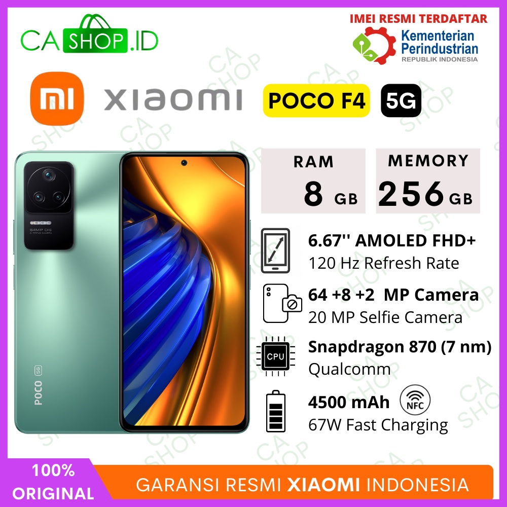 xiaomi poco f4 nfc 5g   8gb 256gb  8 256  snapdragon 870 amoled resmi