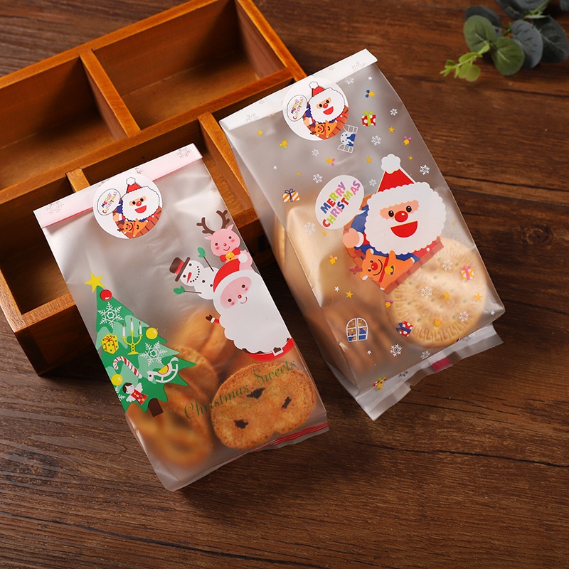 Cute Snowmen Santa Claus Xmas Tree Style Gift Bags/ Christmas Cookie Candy Biscuit Packaging Bag