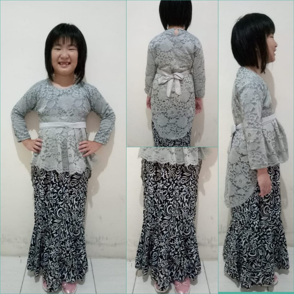 SB Collection Stelan Atasan Tia Kebaya Kartini Blouse Brukat Dan Rok Duyung Batik Anak Perempuan